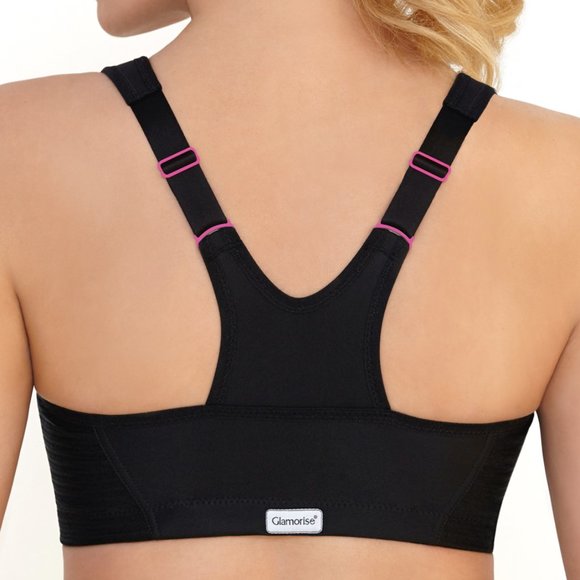 Set of 3! 38B Glamorise SPORT Bra (HIGH-IMPACT) Black (RACERBACK) T-Back Zip NEW - Picture 5 of 16